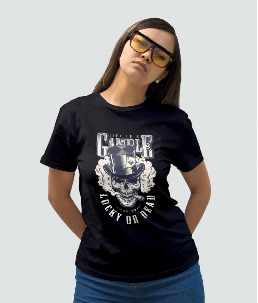 Дамска тениска с щампа Готика Life Is A Gamble